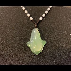 Dolphin Jade Necklace/Jade Bead Chain/Light Green